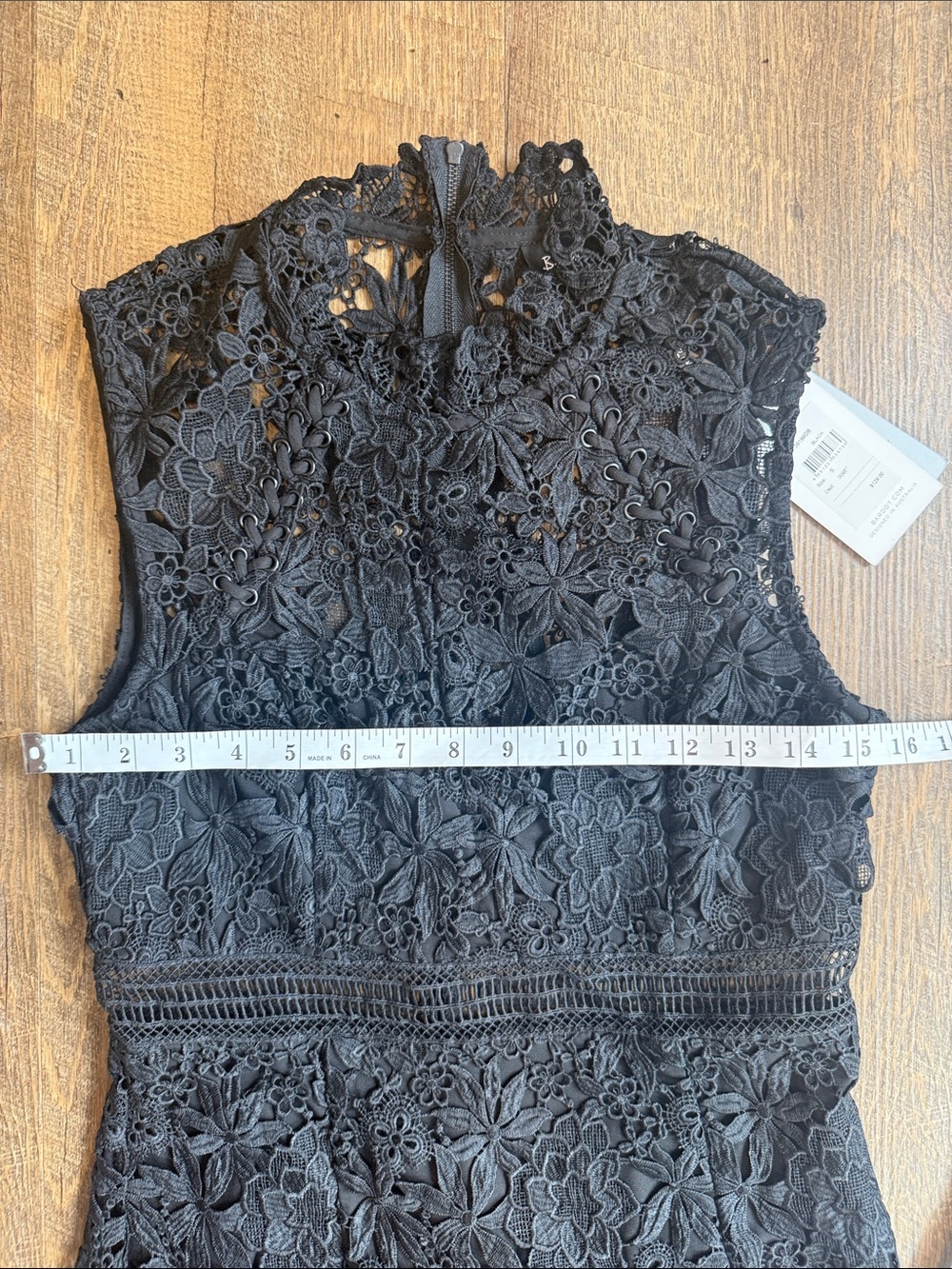 NWT Bardot PARIS Lace Sleeveless Cocktail Bodycon Black Mini Dress Size Small - Picture 14 of 16